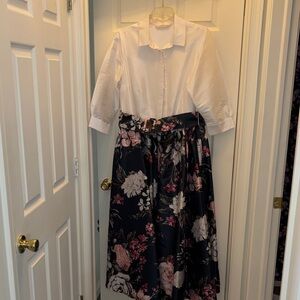 Floral Maxi Dress with Belt - Pink & Cream floral blooms.